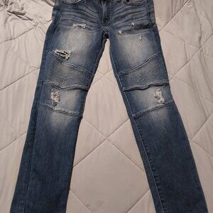 Kancan Womens Jeans Cotton Distressed Skinny Moto Blue Denim Size w5 26 KC8201D